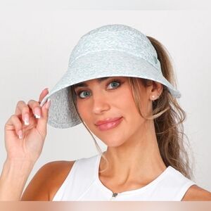 Ponyflo Sunblocker HAT- LEAVES PRINT Green/White NEW